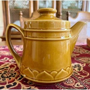 Vintage Golden Seville Teapot, 1970s Mustard Yellow Stoneware, Made in Japan